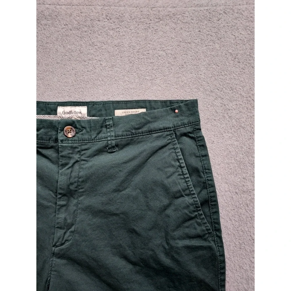 Goodfellow & Co Men Chino Short 32 Green Zip Button Slash Pockets Stretch Casual
